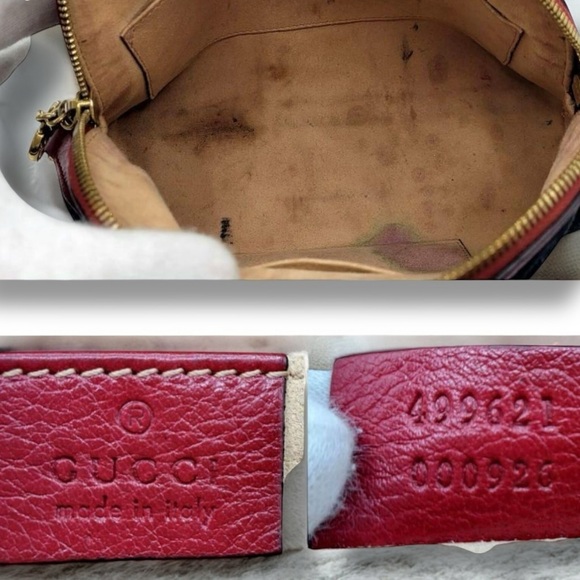 GUCCI Ophidia Sherry Line Shoulder Bag Suede  Navy and Red Mini Bag RARE - Picture 10 of 10